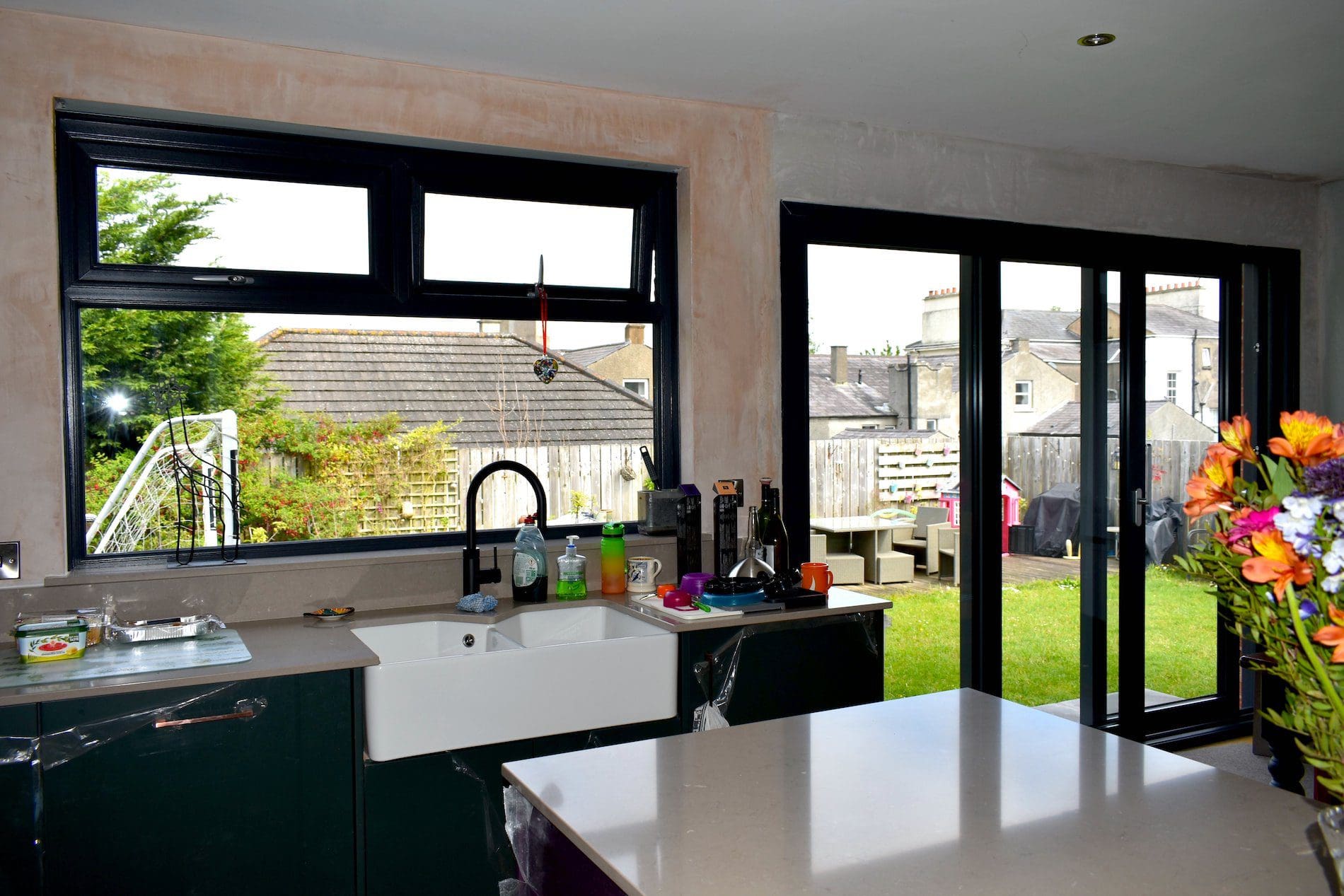 Aluminium sliding doors and window internal view