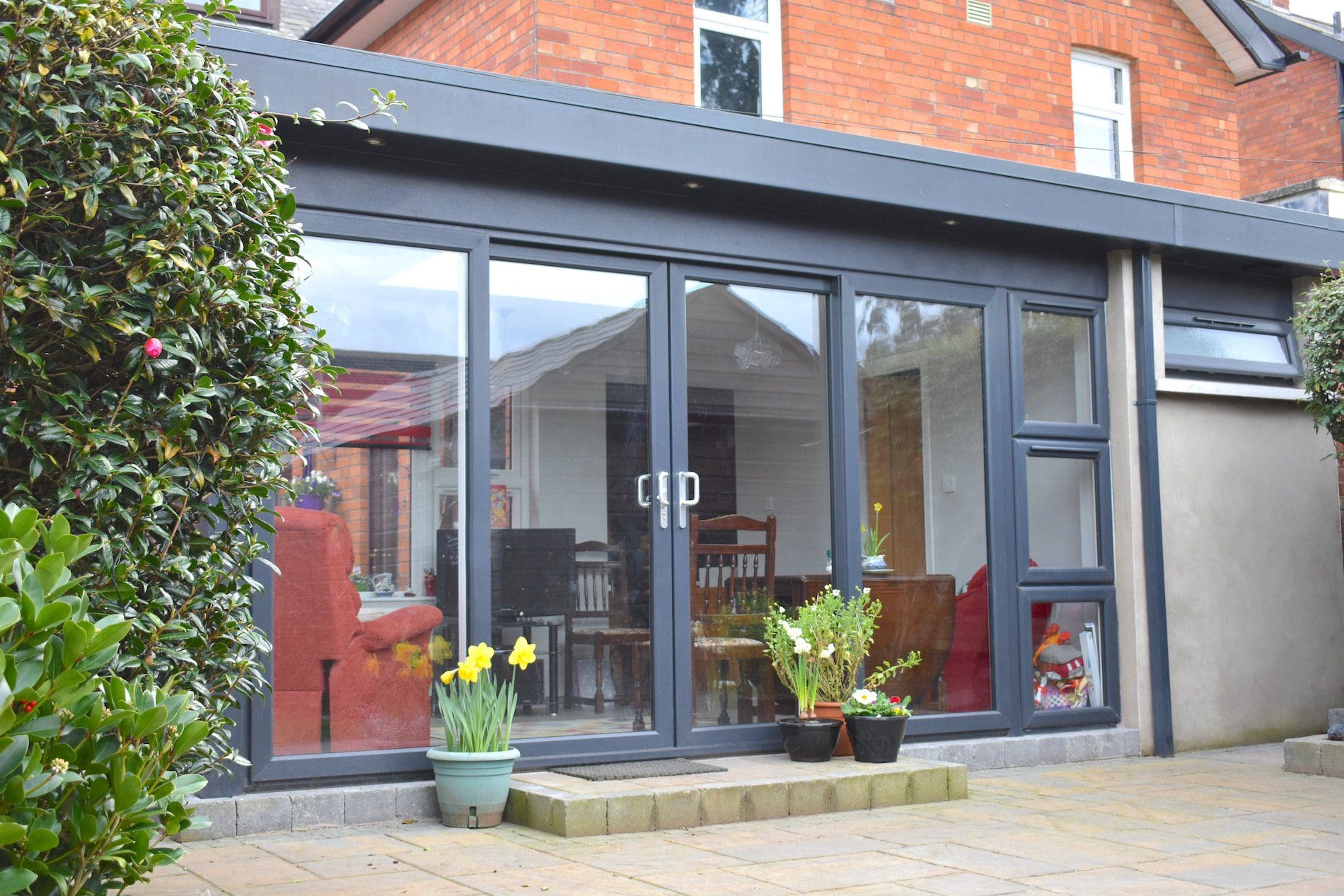 Anthracite grey sliding patio doors in PVCu