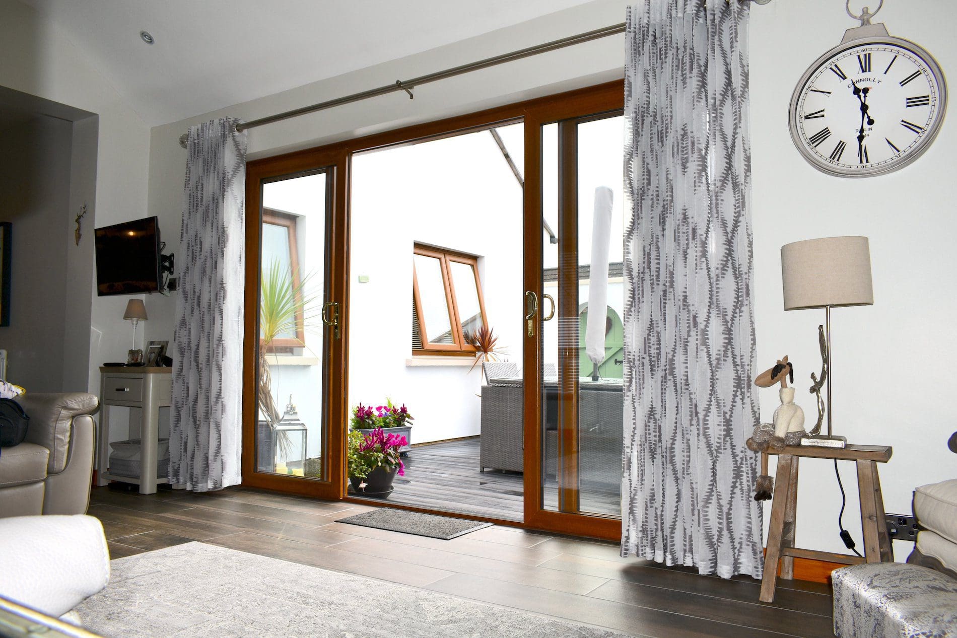 PVCu Sliding patio doors in Oak