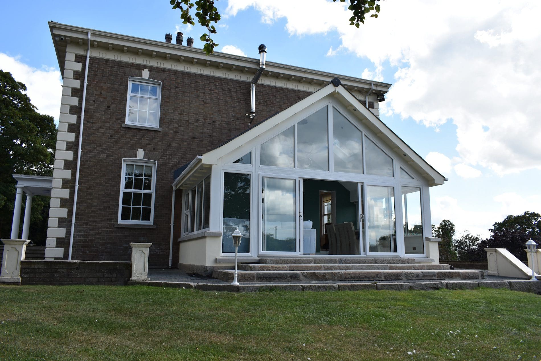 White PVCu patio sliding doors