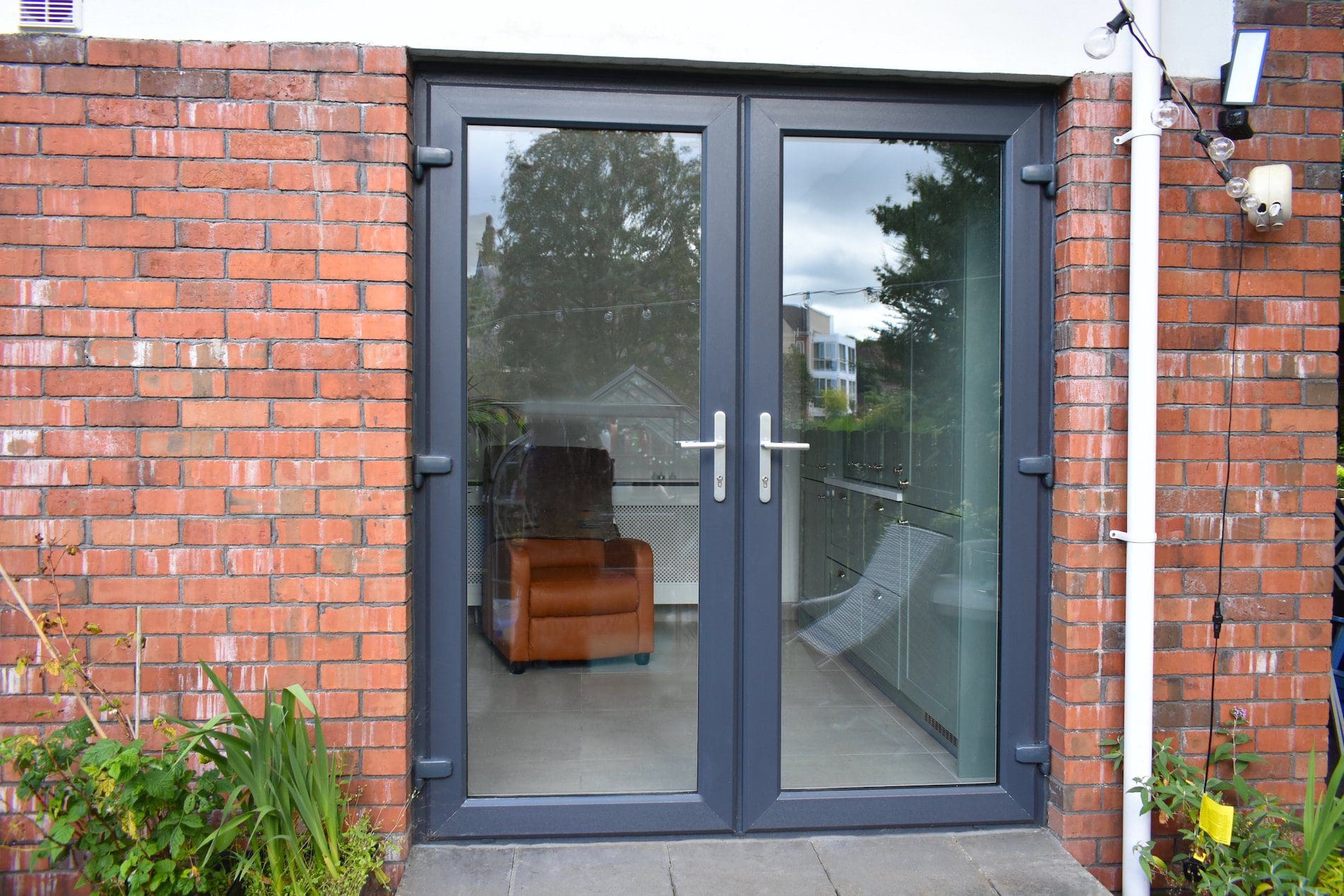 Anthracite Grey French Doors With Silver Handles
